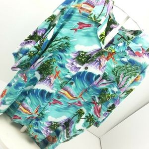 Hawaiian Shirt Mens Size L to XL SEE MEASURE Sword